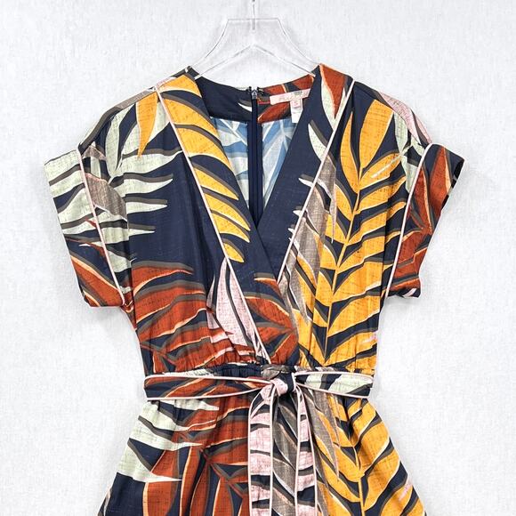 ANTHROPOLOGIE HUTCH Jess Jumpsuit Womens Small Leaf Print Short Sleeve V-neck - Picture 5 of 16